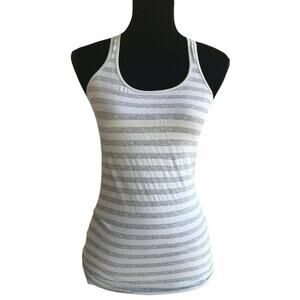 Zella‎ Womans Tank Top Size Small Gray Grey Striped Racerback Activewear Workout